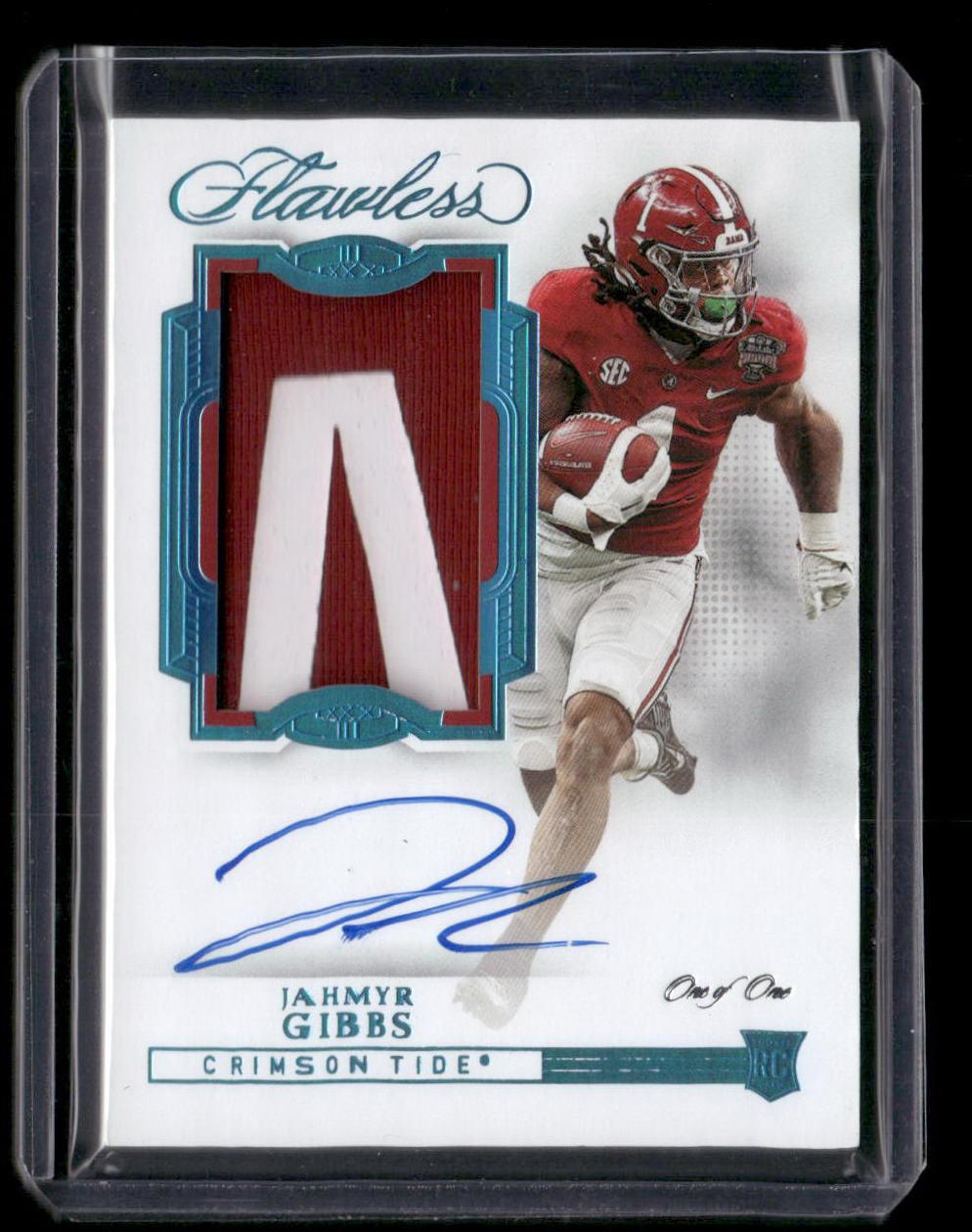 2023 Panini Flawless Collegiate #RP9 Jahmyr Gibbs Rookie Patches Platinum #/1