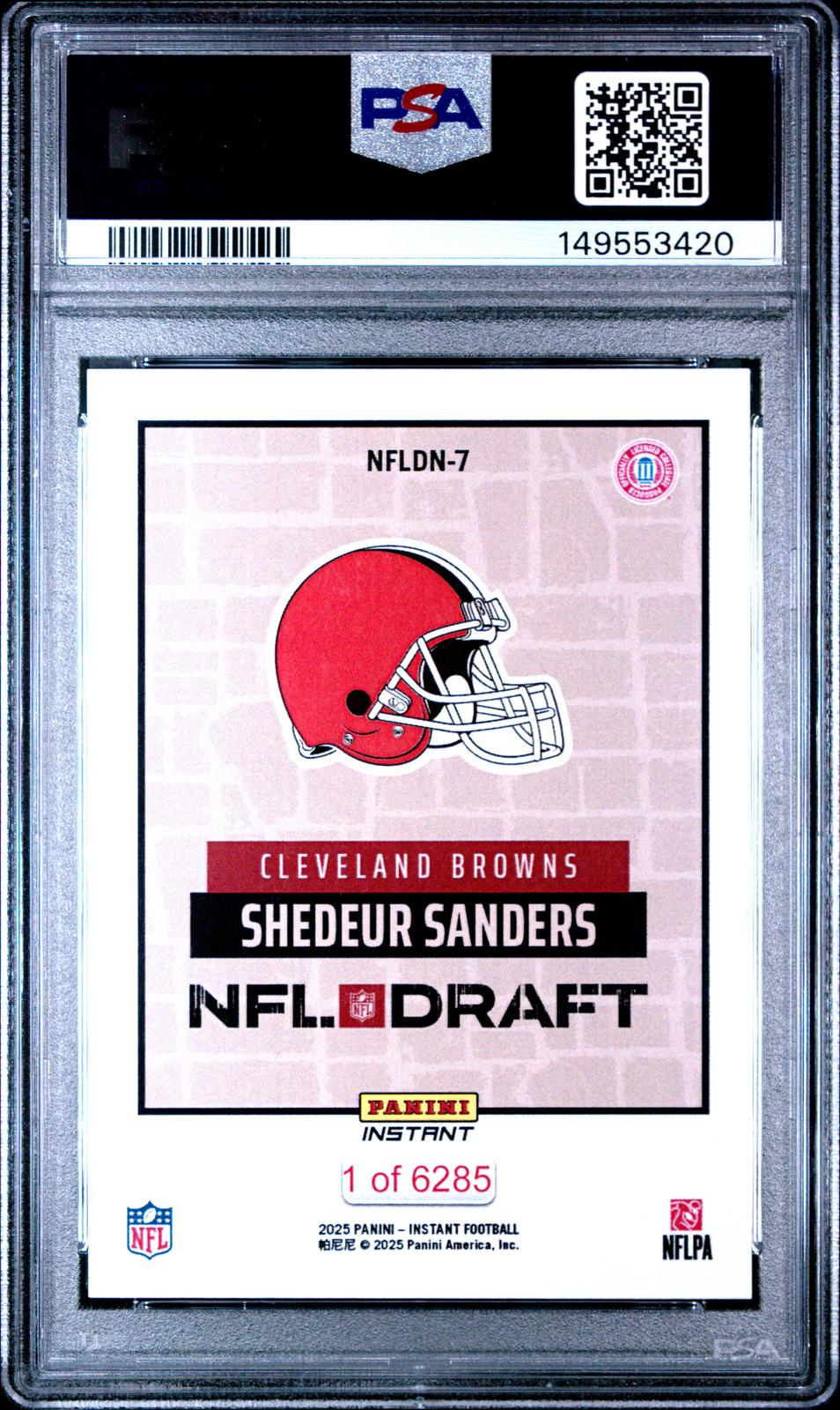 2025 Panini Instant Shedeur Sanders Draft Night Buyback Auto #/6285 PSA 9