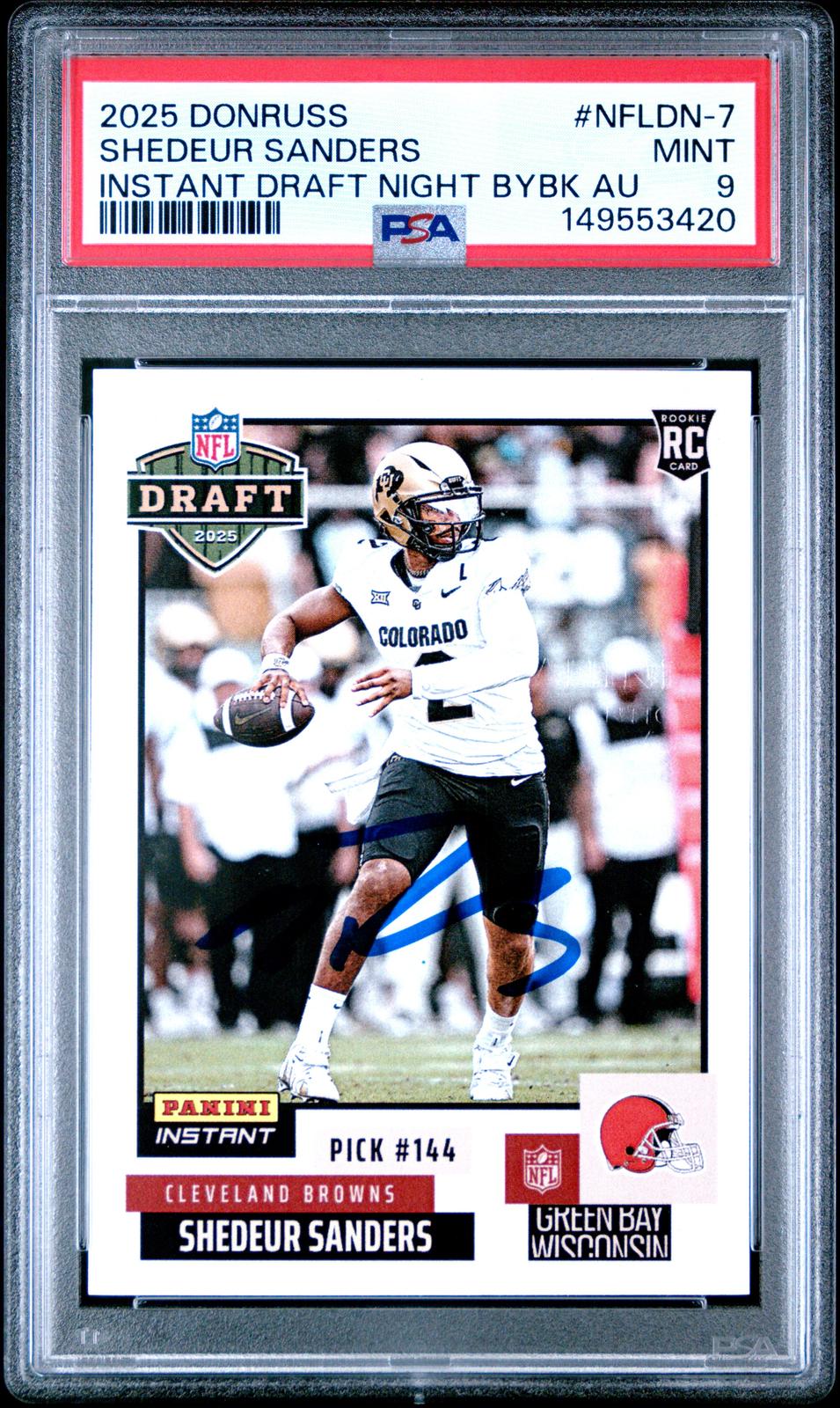 2025 Panini Instant Shedeur Sanders Draft Night Buyback Auto #/6285 PSA 9