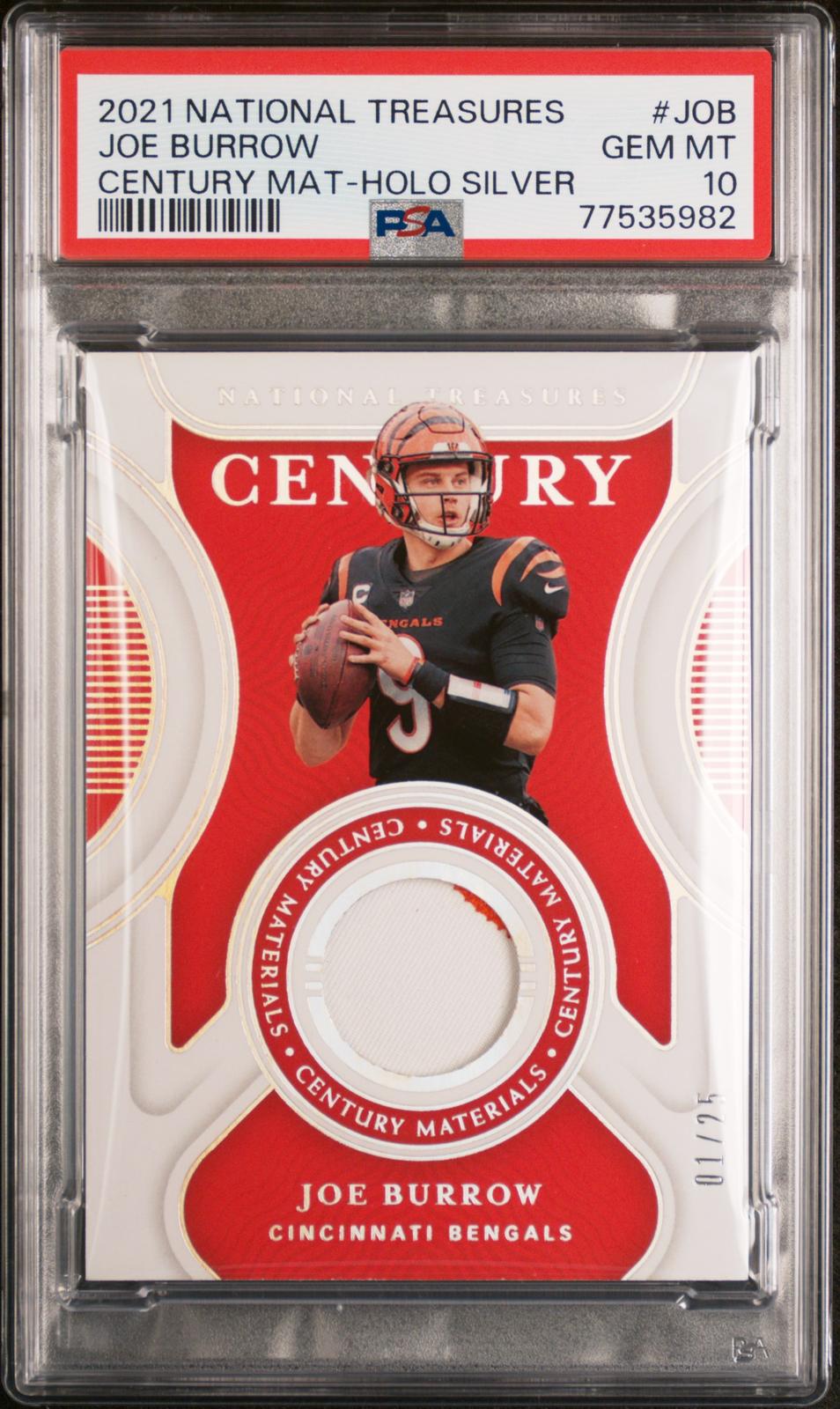 2021 National Treasures Century Materials #JOB Joe Burrow Century PSA 10 #/25