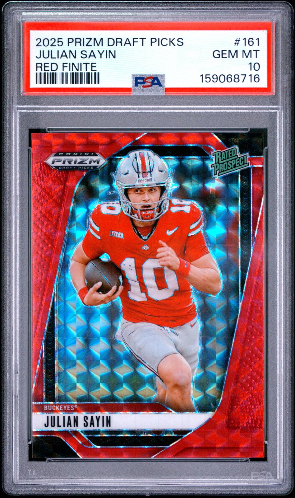 2025 Prizm Draft Picks Julian Sayin Red Finite #/125 PSA 10