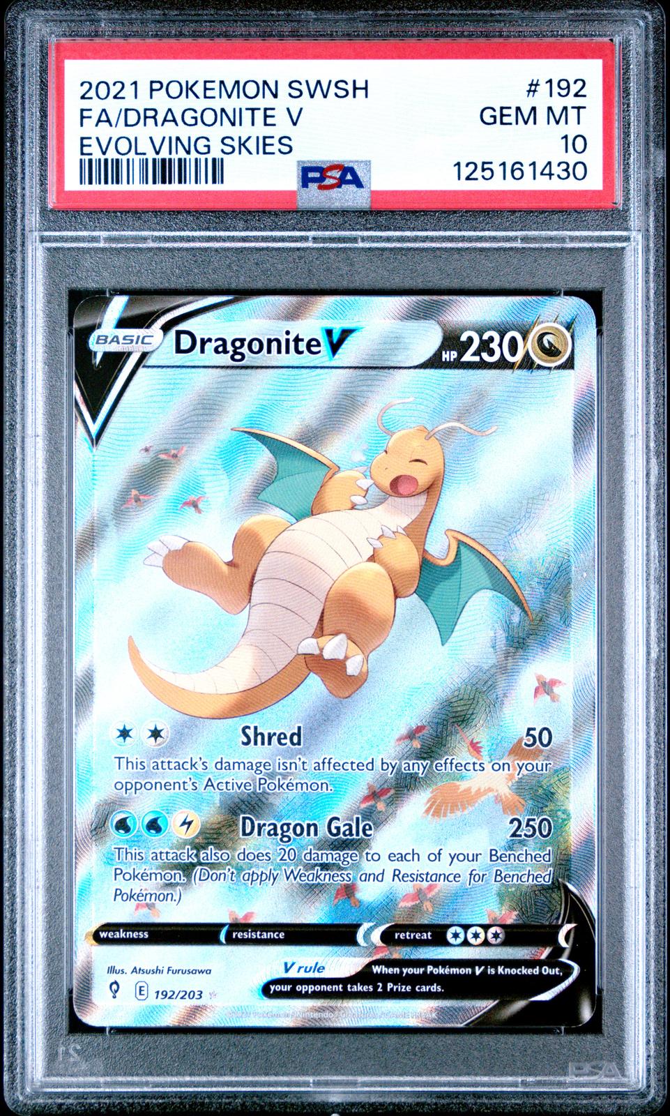 2021 Pokemon Sword & Shield Evolving Skies #192 Fa/Dragonite V PSA 10