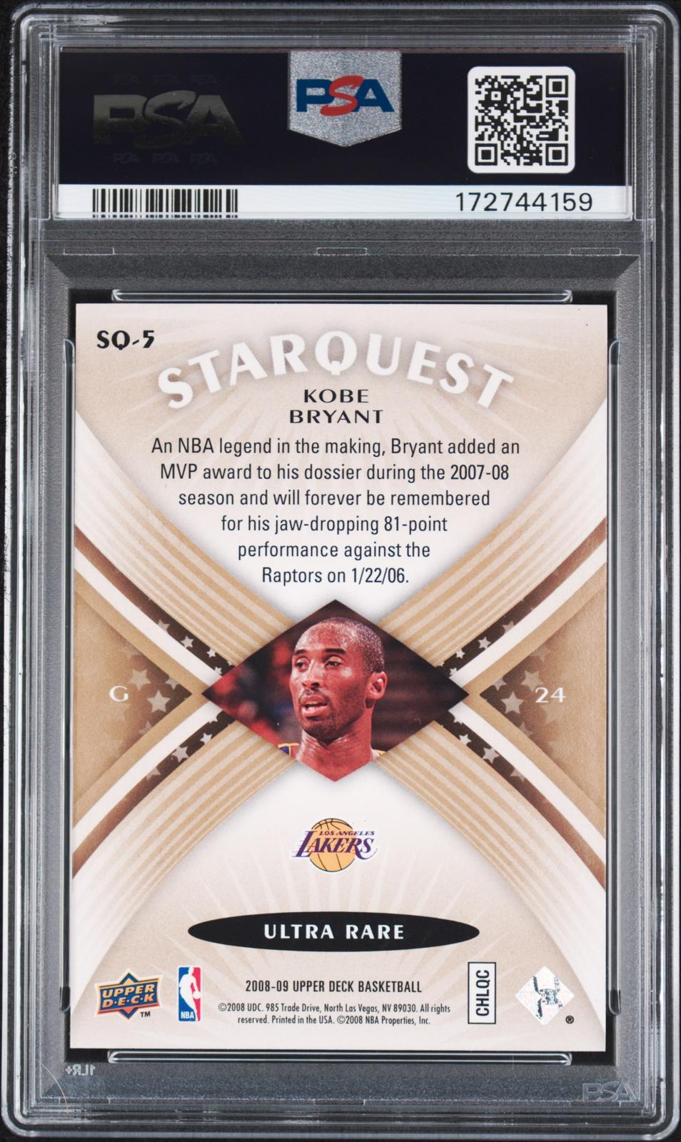 2008 Upper Deck Starquest #SQ-5 Kobe Bryant Gold PSA 9