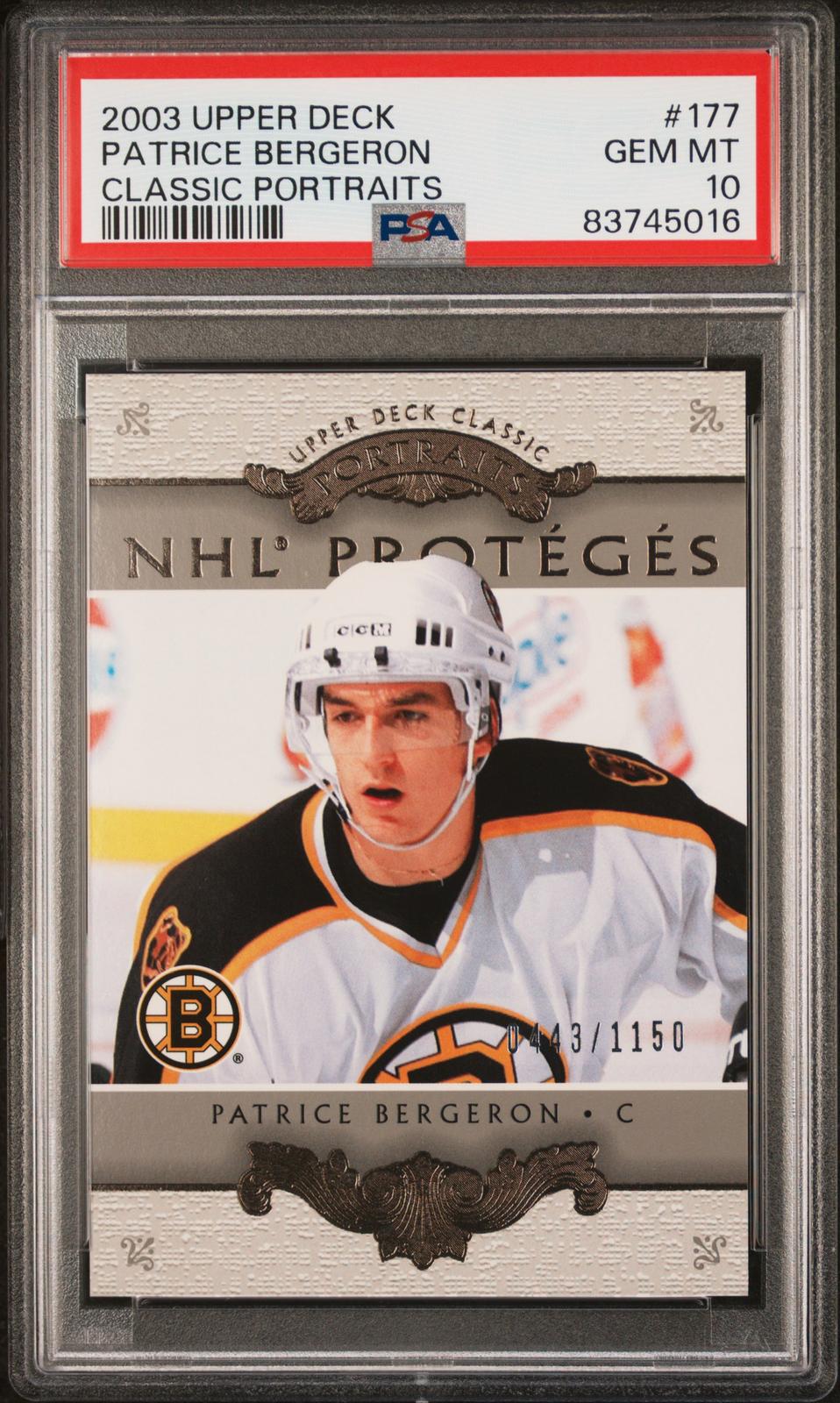 2003 Upper Deck Classic Portraits #177 Patrice Bergeron PSA 10