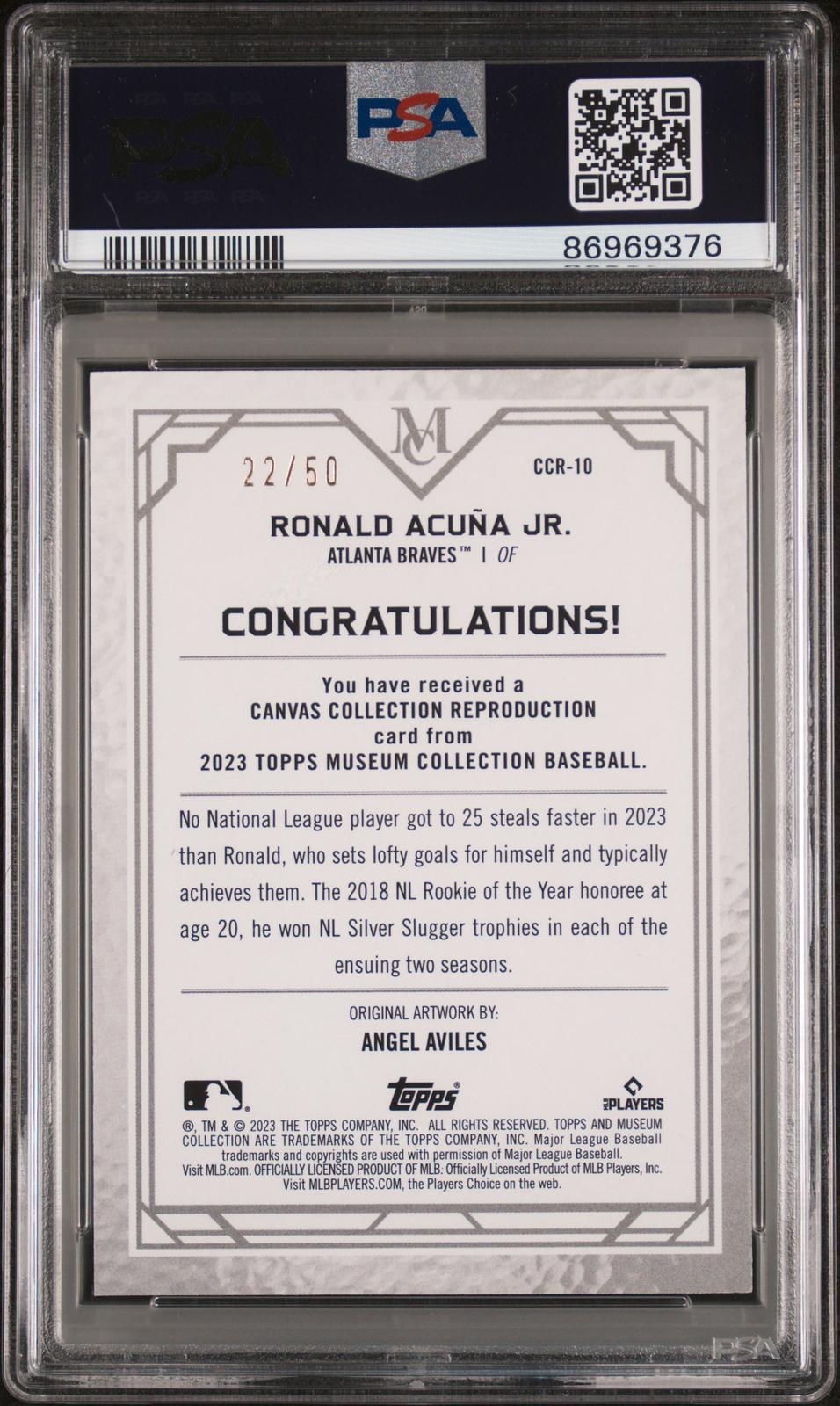 2023 Topps Museum Collection Canvas Reprints Ronald Acuna Jr. Canvas PSA 10