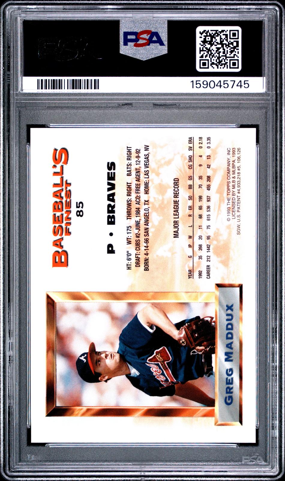 1993 Finest #85 Greg Maddux Refractor PSA 7