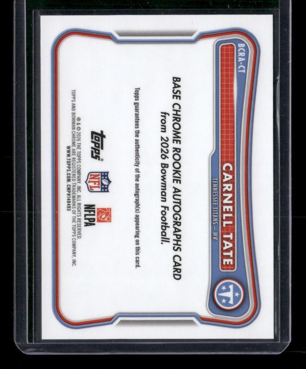 2026 Bowman #BCV-118 Carnell Tate Chrome Auto