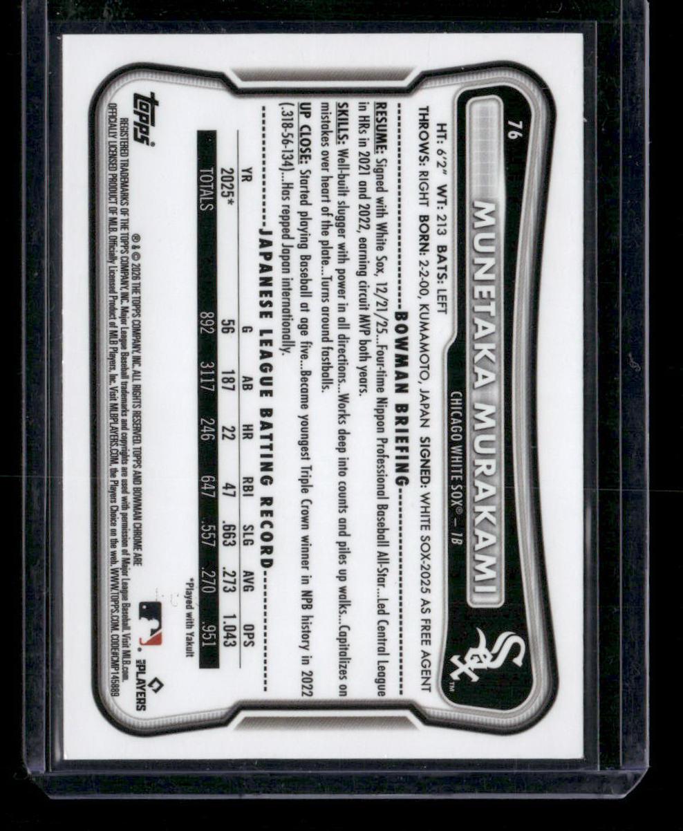2026 Bowman Chrome #76 Munetaka Murakami Green Wave Refractor #/99