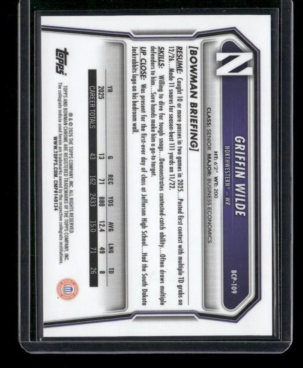 2026 Bowman #BPP-109 Griffin Wilde Prospects Black Xfractor #/10