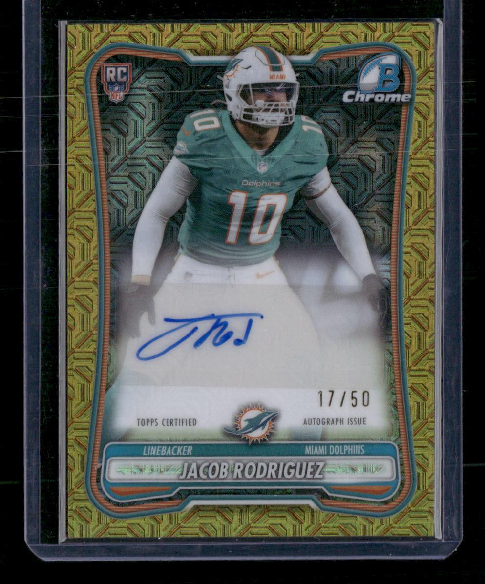 2026 Bowman #186 Jacob Rodriguez Chrome Gold Mojo Refractor Rookie Auto #/50