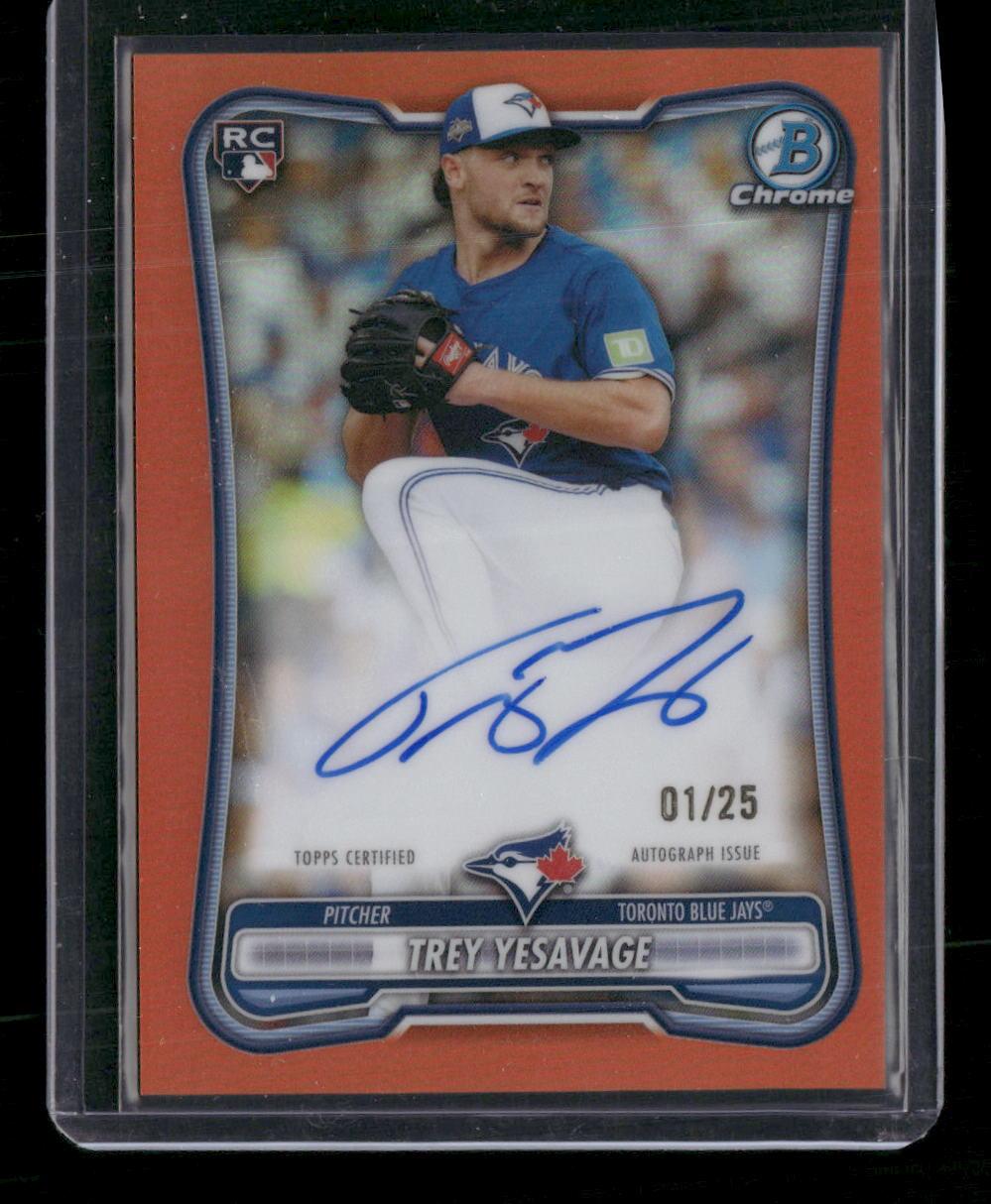 2026 Bowman #41 Trey Yesavage Rookie Chrome Orange Refractor Auto #1/25