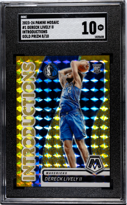 2023-24 Panini Mosaic #1 Dereck Lively II Introductions Gold Prizm /10 SGC 10