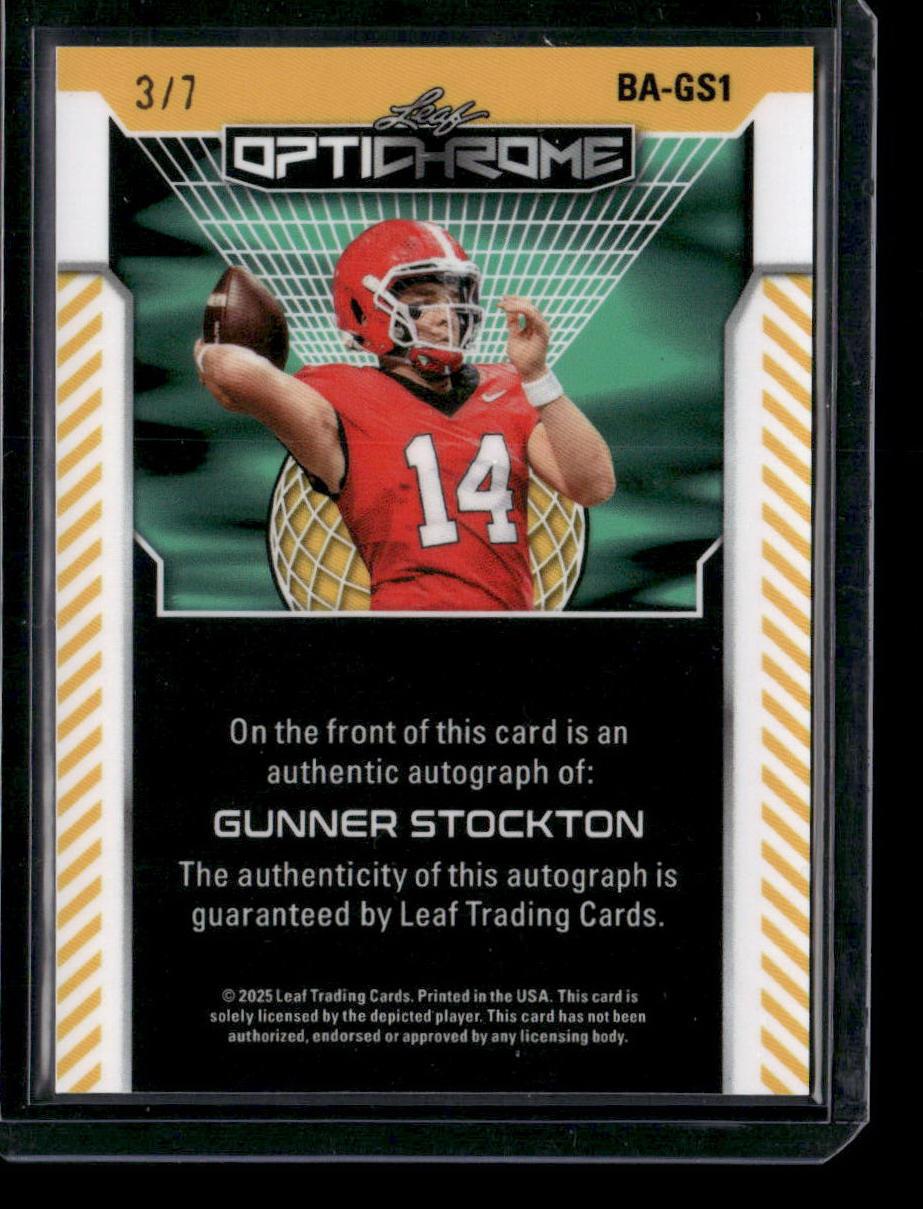 2025 Leaf Optichrome Gunner Stockton Auto Blue Wave #/7