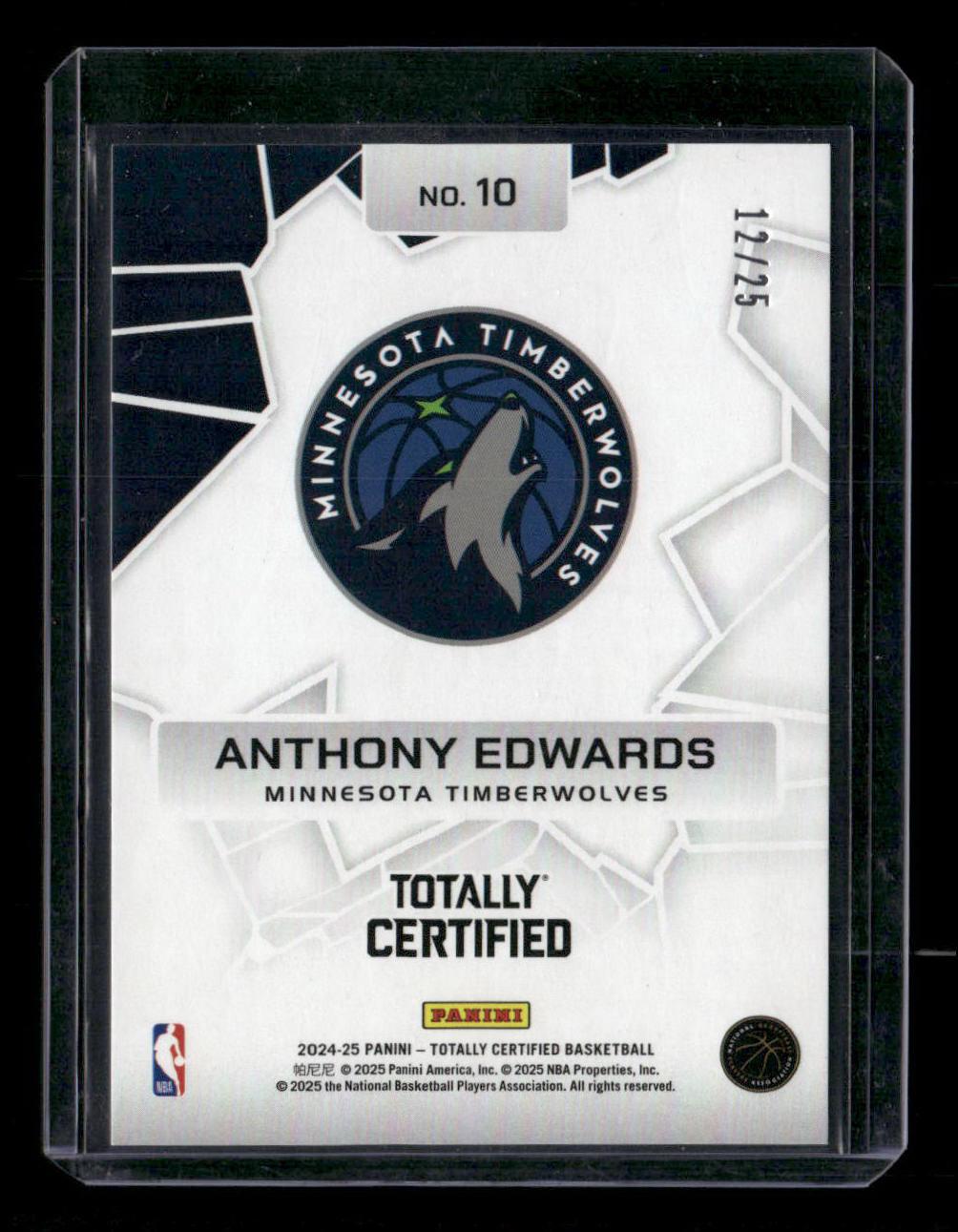 2024 Totally Certified Anthony Edwards Rock the Rim Mirror White Platinum #/25