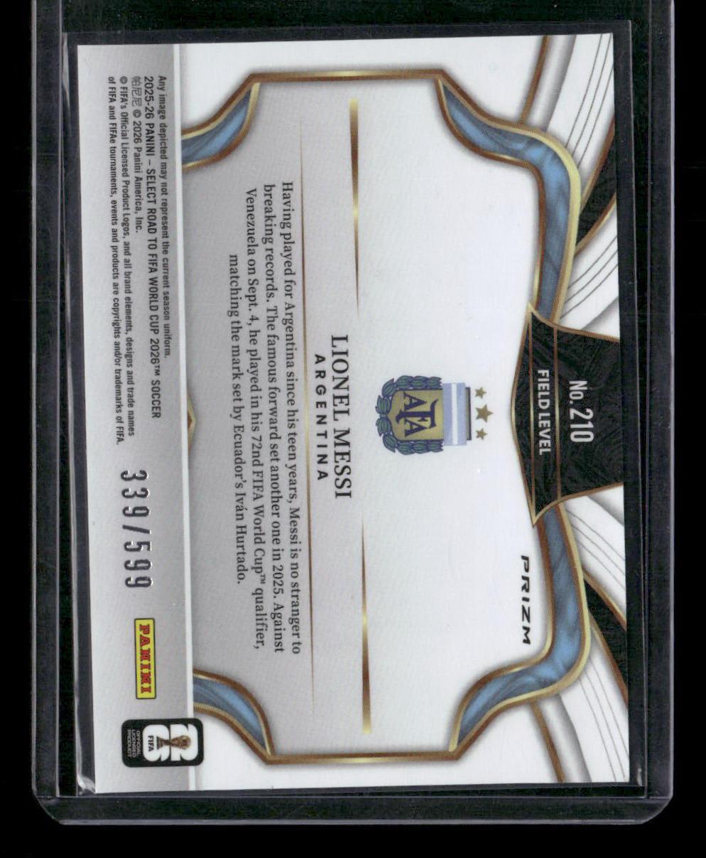2025-26 Panini Select Road to FIFA World Cup #210 Lionel Messi Purple Ice #/599