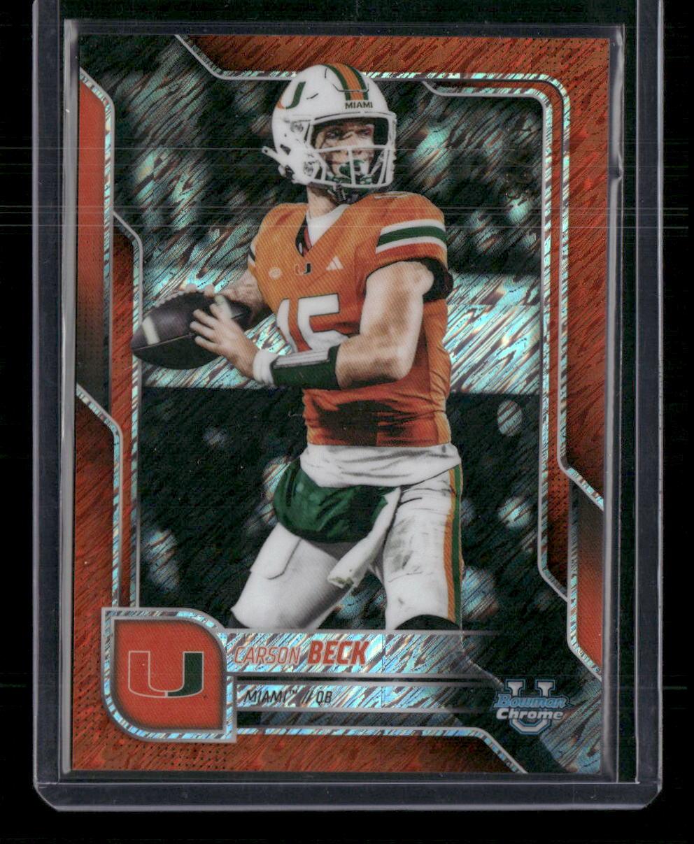 2025 Bowman University Chrome #138 Carson Beck Orange Shimmer Refractor #/25