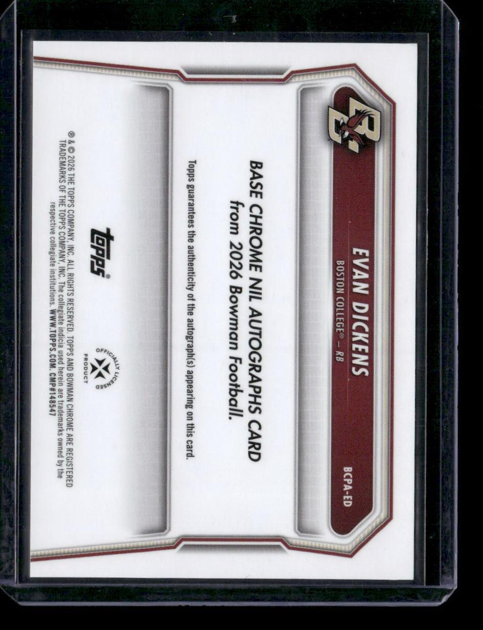 2026 Bowman #BCPA-ED Evan Dickens Chrome Prospect Auto Red Lava Refractor #/5