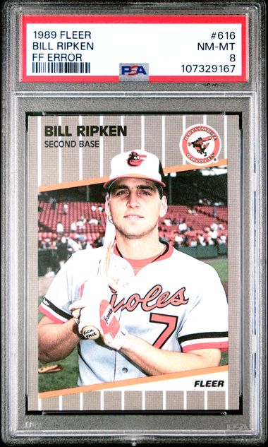 1989 Fleer Bill Ripken FF Error PSA 8