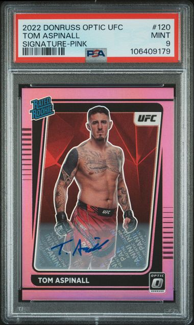 2022 Donruss Optic UFC Tom Aspinall Pink Rated Rookie Auto PSA 9