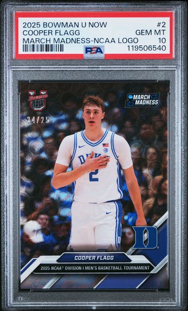 2025 Bowman U Now March Madness Cooper Flagg NCAA Logo Parallel /25 SSP PSA 10