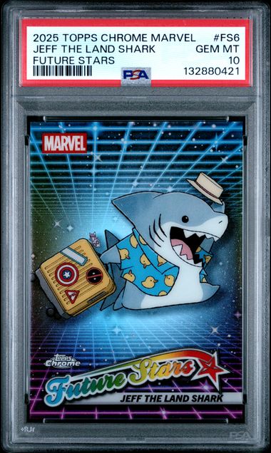 2025 Topps Chrome Marvel Jeff The Land Shark Future Stars Refractor PSA 10
