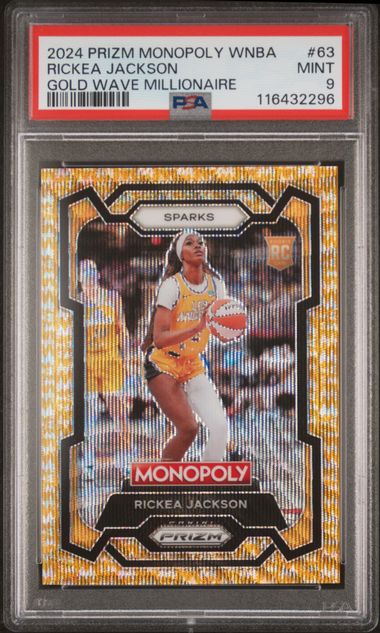 2024 Prizm Monopoly WNBA Rickea Jackson Gold Wave Millionaire #/10 PSA 9