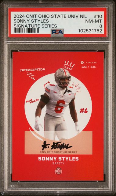 2024 Onit Ohio State Sonny Styles Signature Series Auto Red #/335 PSA 8
