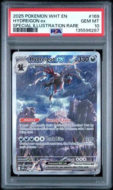 2025 POKEMON WHT ENGLISH WHITE FLARE #169 HYDREIGON ex SPECIAL ILLUSTRATION RARE PSA 10