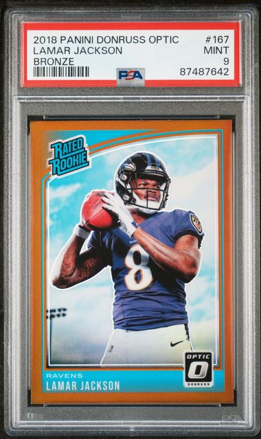 2018 Donruss Optic Lamar Jackson Rated Rookie Bronze PSA 9
