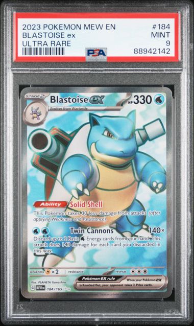 2023 Pokemon 151 Blastoise ex Ultra Rare Full Art PSA 9