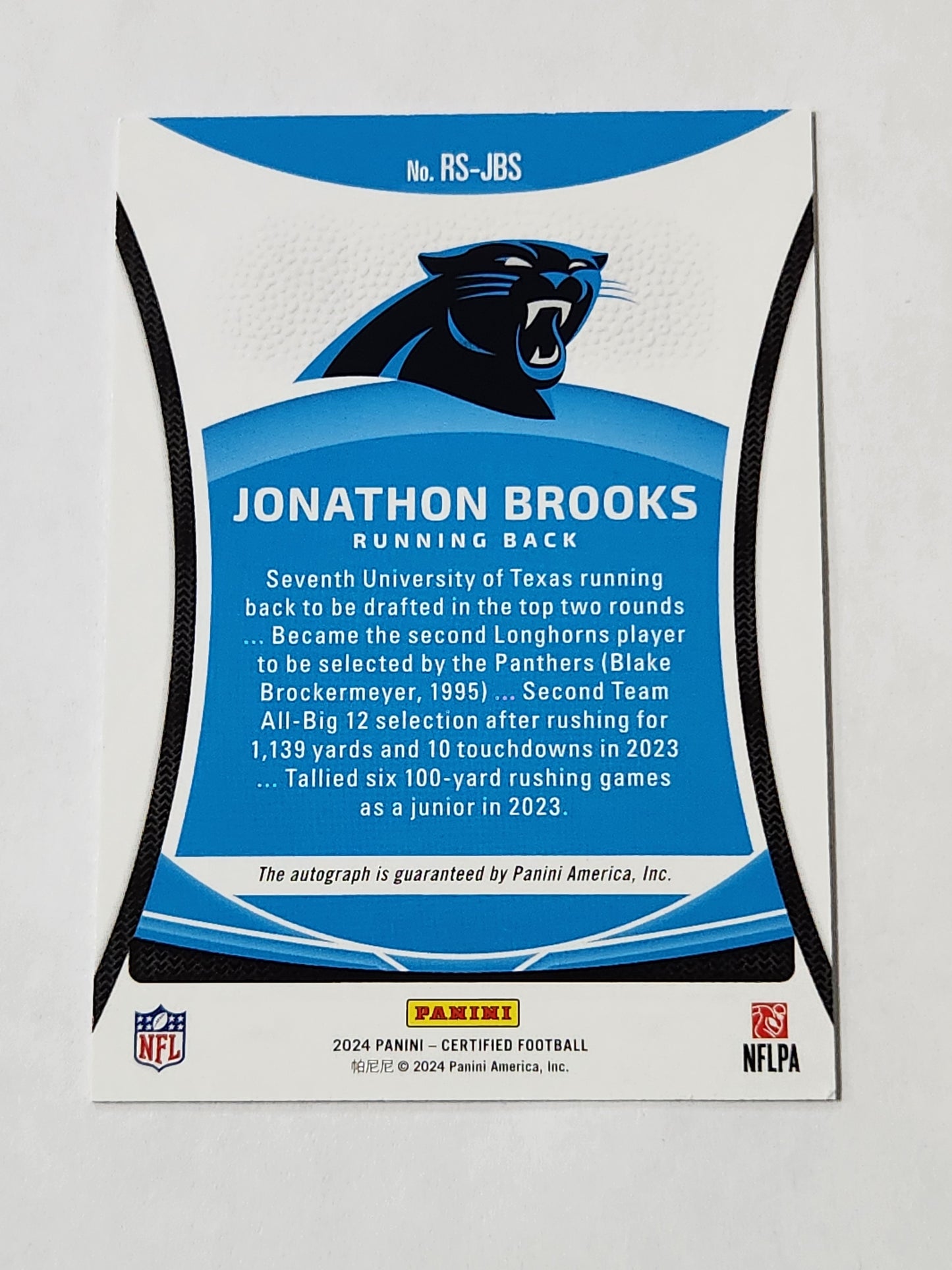 2024 Certified Jonathon Brooks Rookie Auto /99