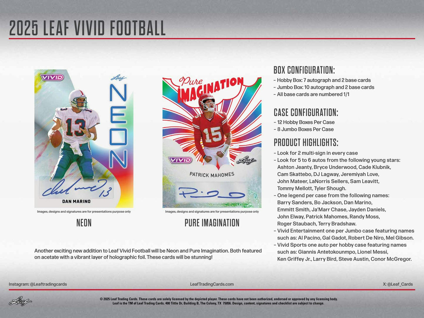 2025 Leaf Vivid Football Hobby Jumbo Box
