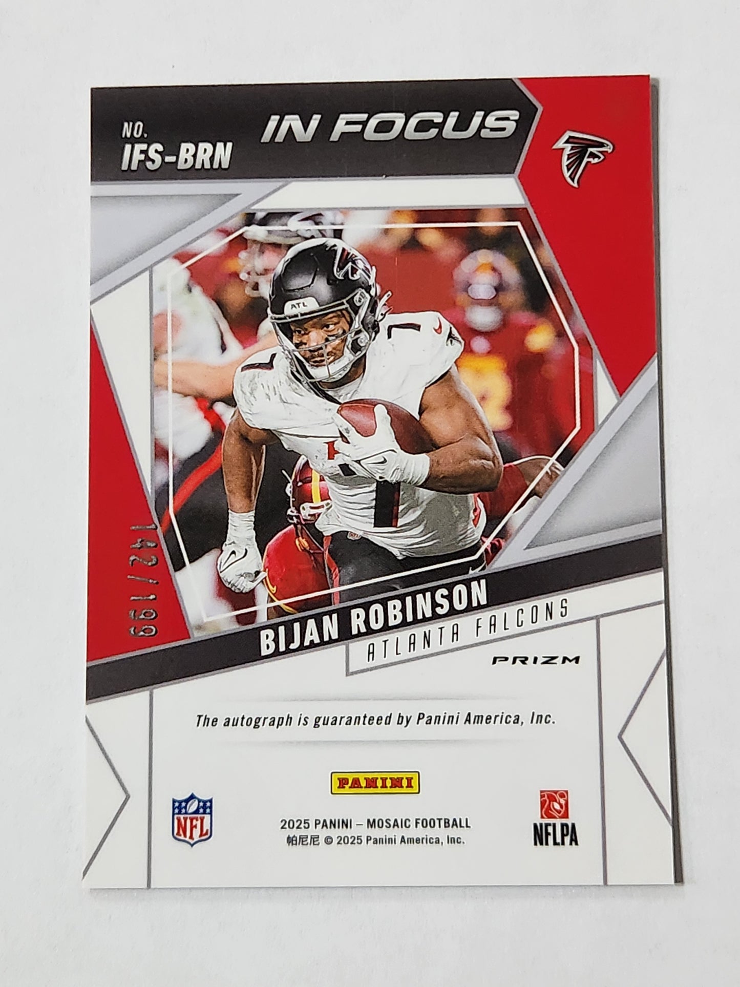 2025 Mosaic Bijan Robinson In Focus # /199 Rookie Auto #IFS-BRN
