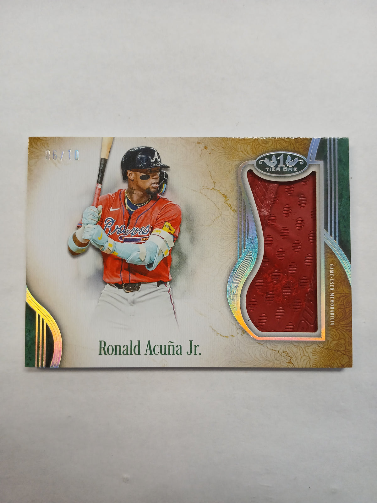 2026 Topps Tier One Ronald Acuna Jr Gripping Relic Platinum Foil #/10