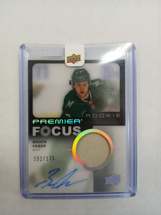 2023 Upper Deck Brock Faber Premier Focus Rookie On Card Auto #/175
