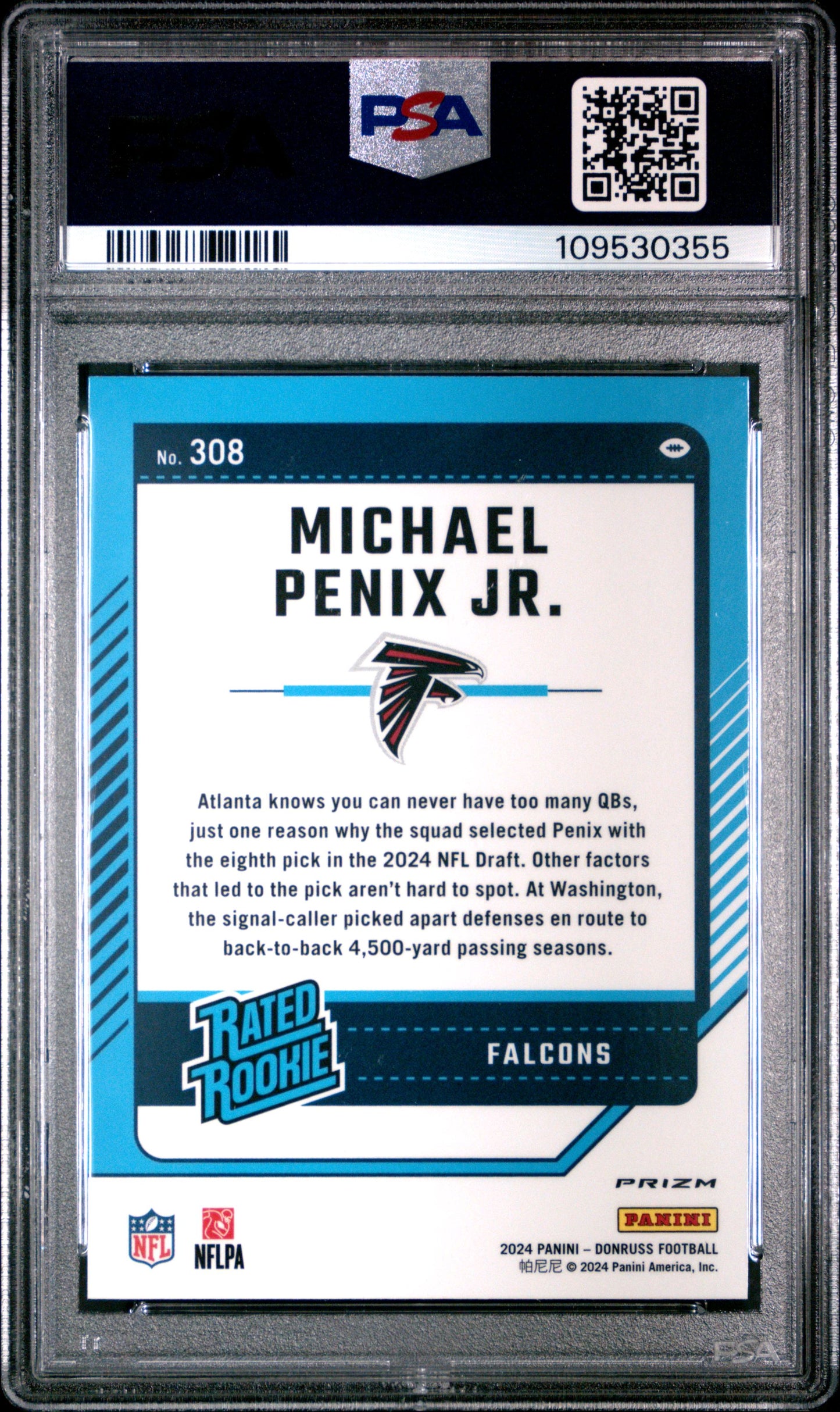 2024 Donruss Optic Michael Penix Jr Pink Rated Rookie PSA 10