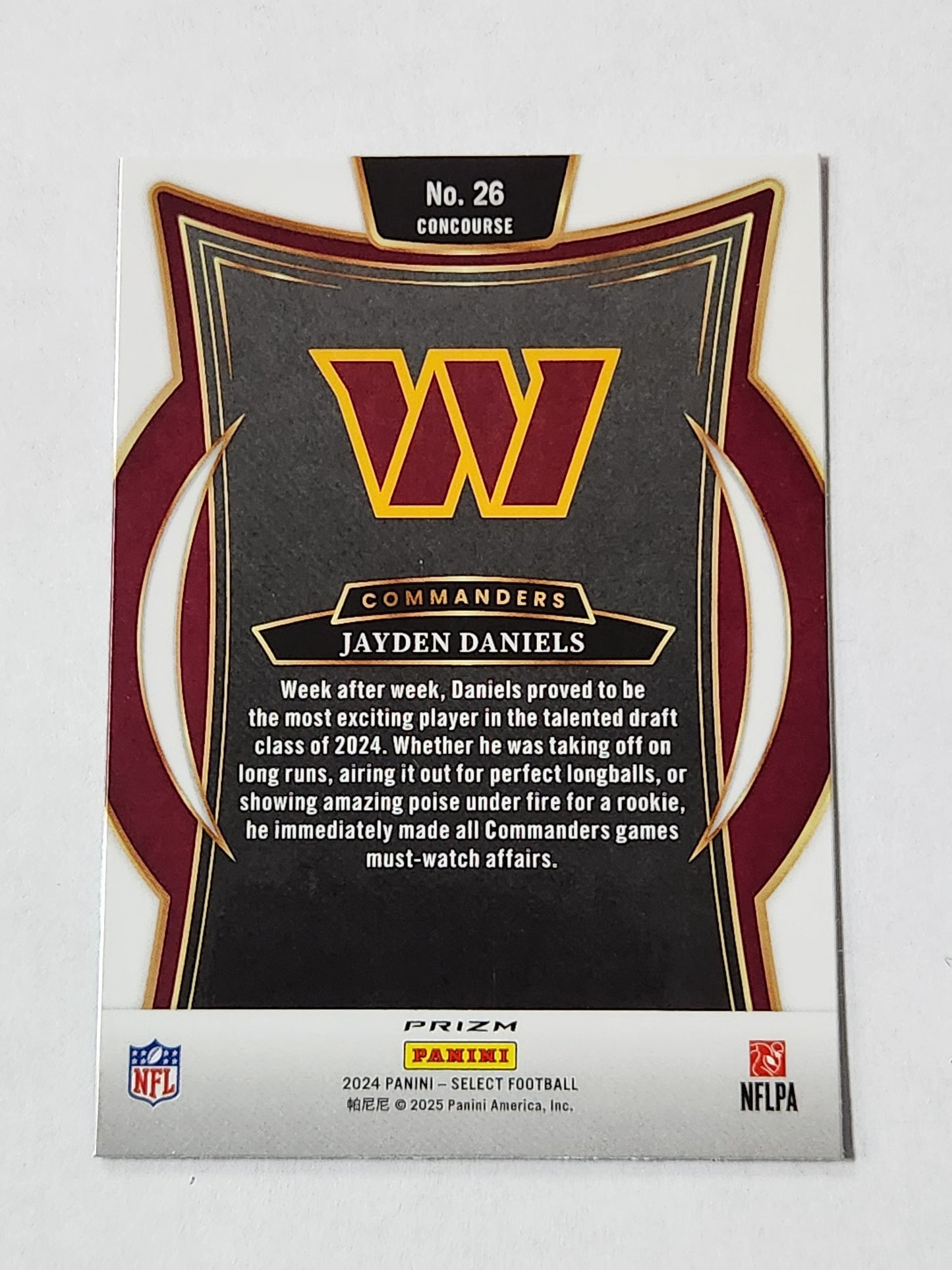 2024 Select Jayden Daniels Tri Color Red Blue Shock RC #26