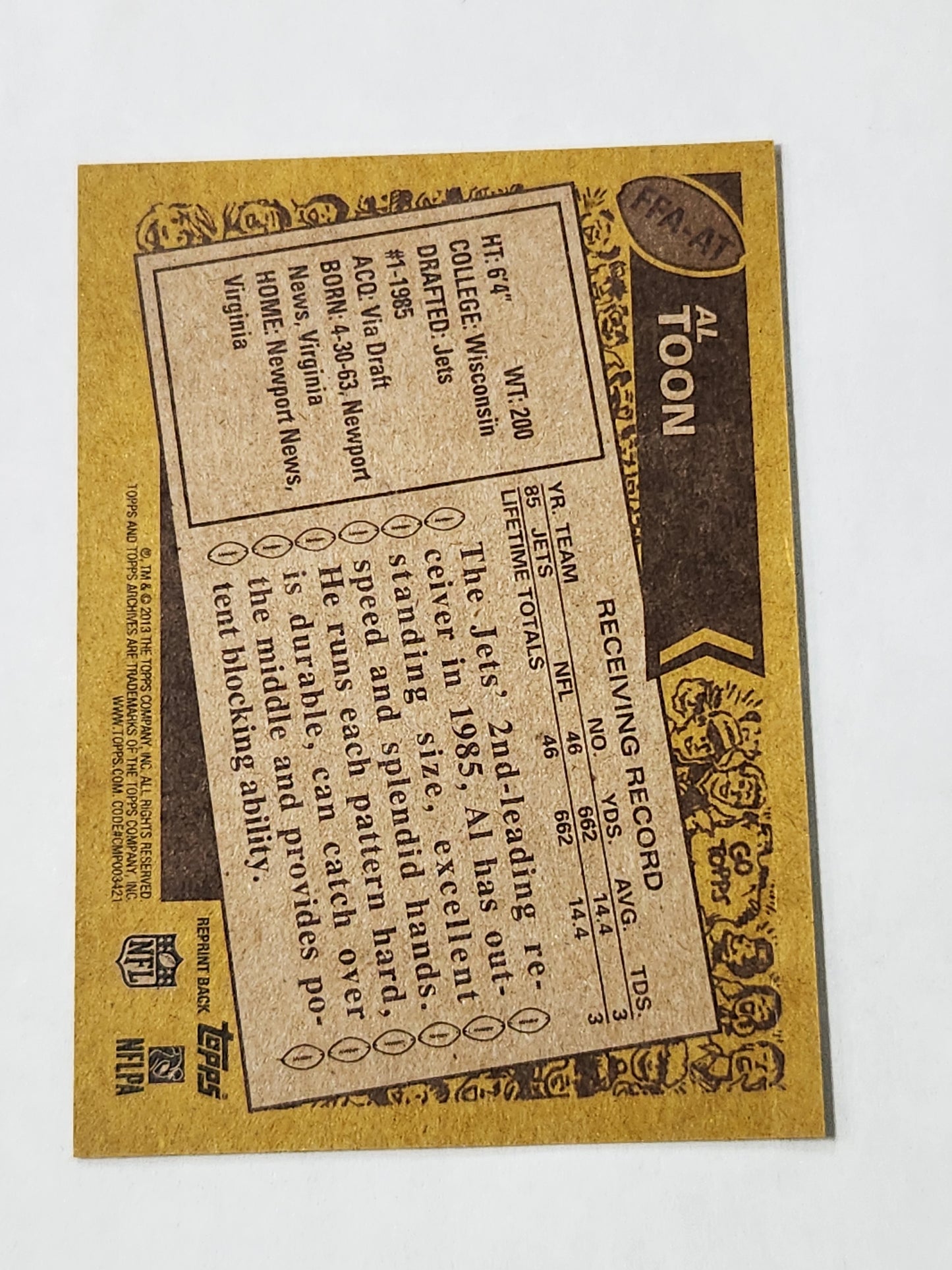 2013 Topps Archives Fan Favorites Al Toon auto