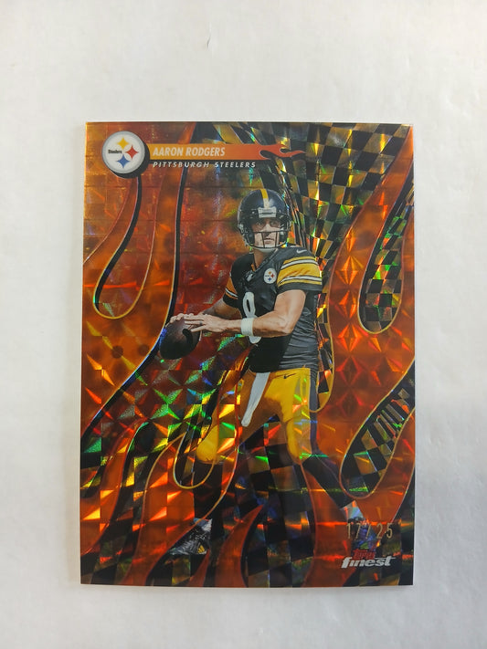 2025 Topps Finest Aaron Rodgers Torchers Orange Geometric Refractor #/25
