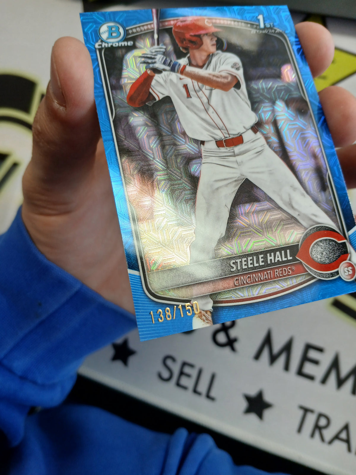 2025 Bowman Chrome Steele Hall 1st First Bowman Blue Mojo Refractor #/150
