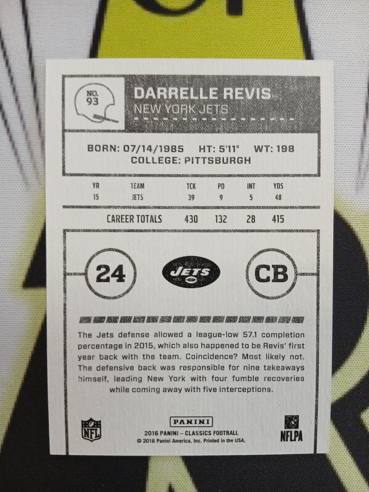 2016 Classics Darrelle Revis Timeless Tributes Gold #10/10