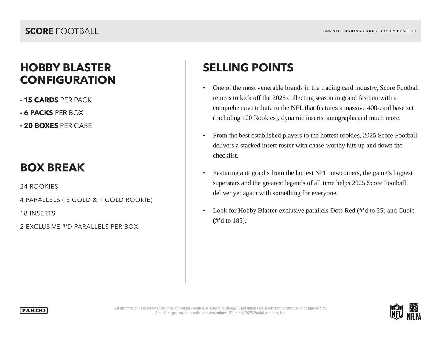 2025 Score NFL Hobby Blaster Box