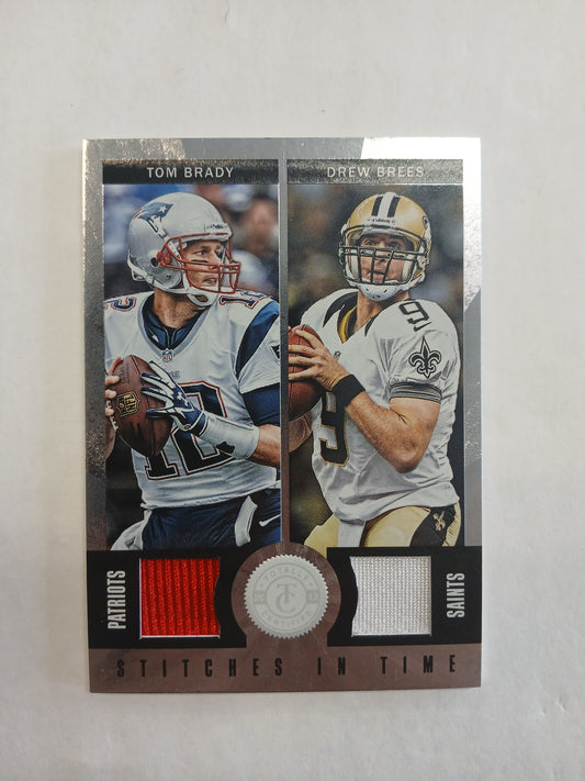 2012 Totally Certified Tom Brady Drew Brees Stitches In Time Dual Patch #/199