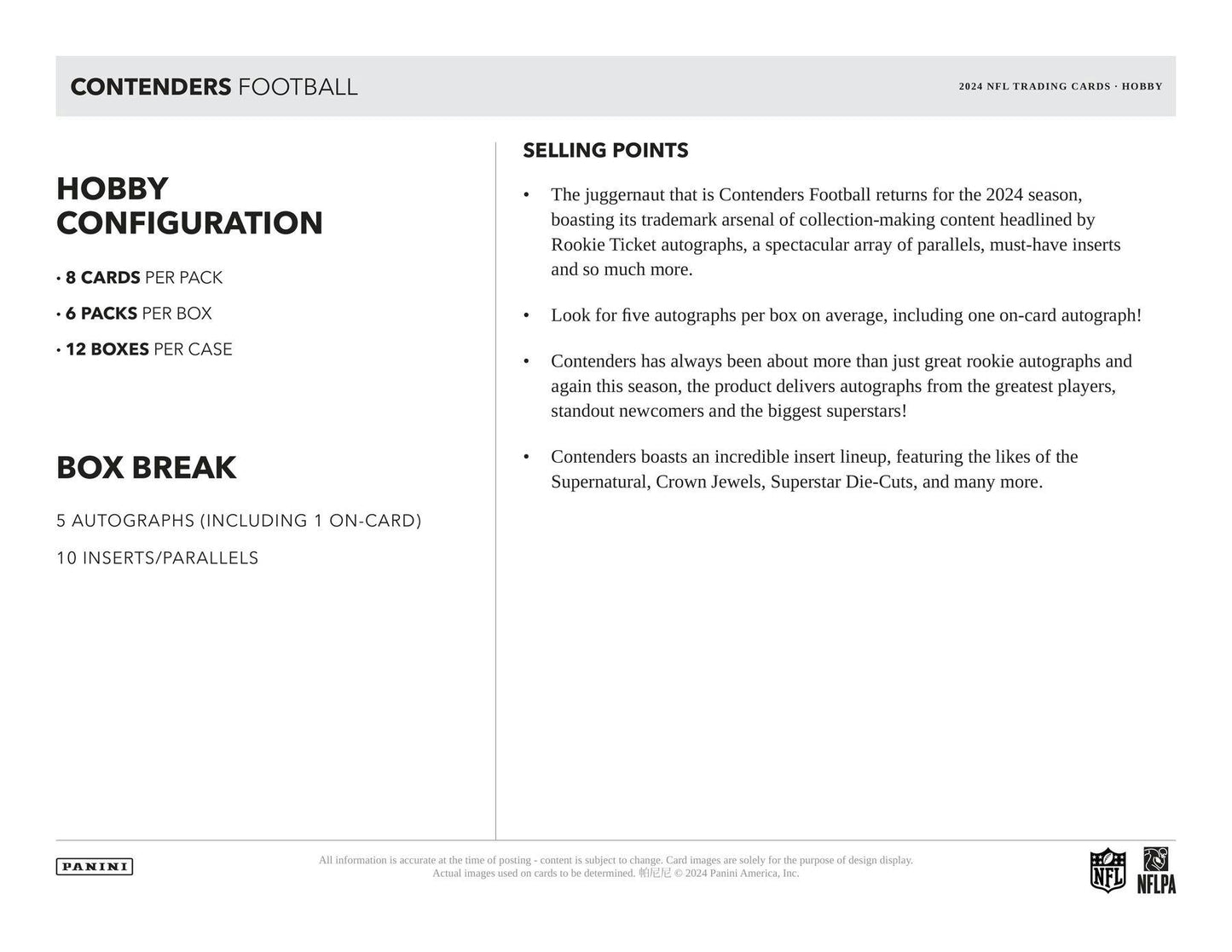 2024 Panini Contenders Football Hobby Box