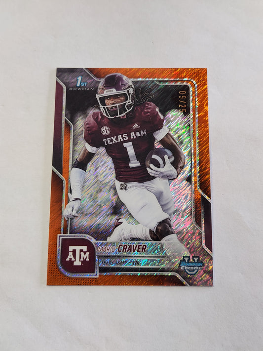 2025 Bowman Chrome U Mario Craver 1st Bowman Orange Wave #/25