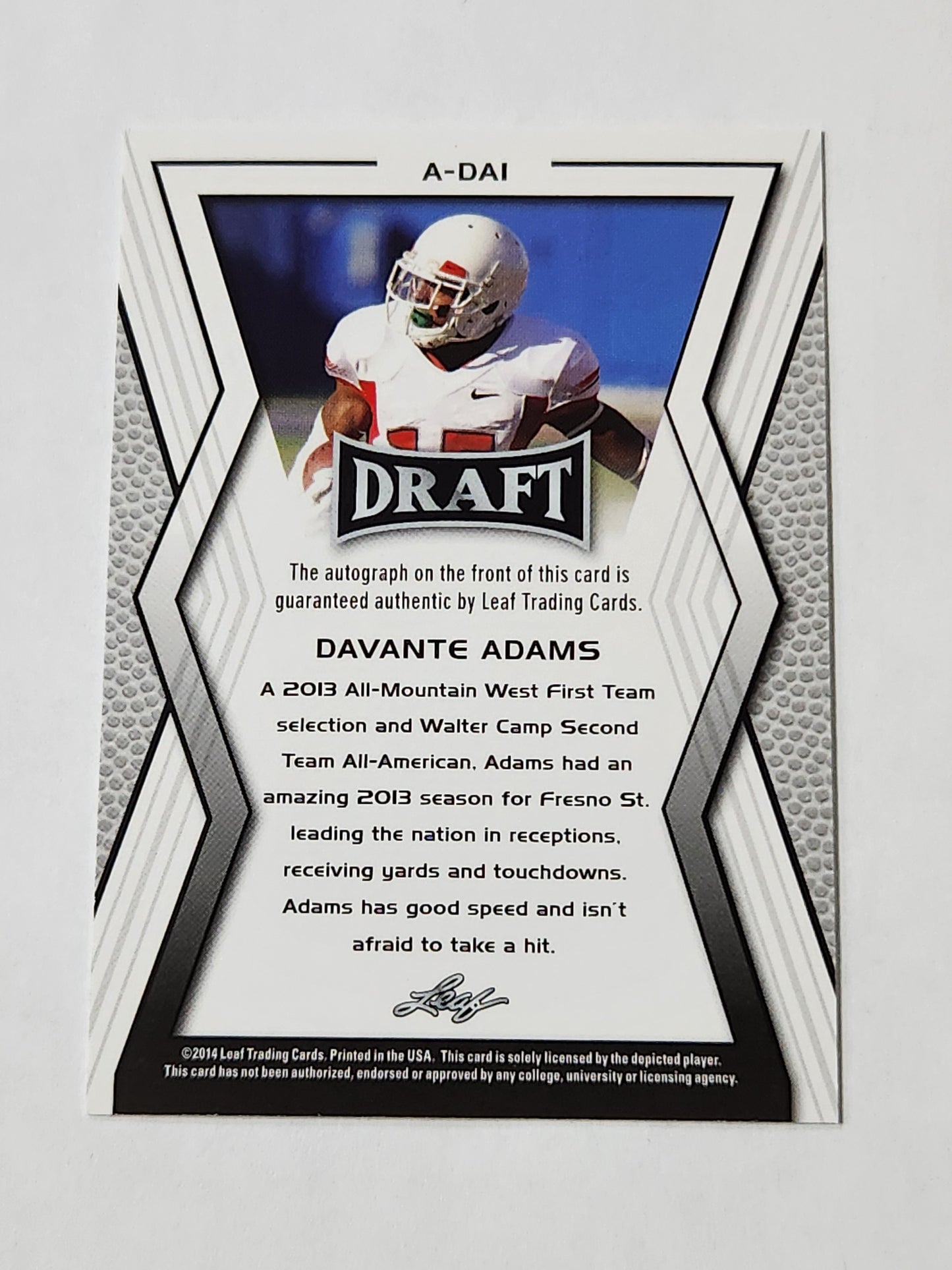 2014 Leaf Draft Davante Adams Rookie Auto A-DAI