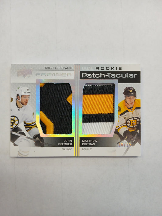 2023 Upper Deck Premier John Beecher Matthew Poitras Dual Rookie Patch-Tacular Logo Patch #/25