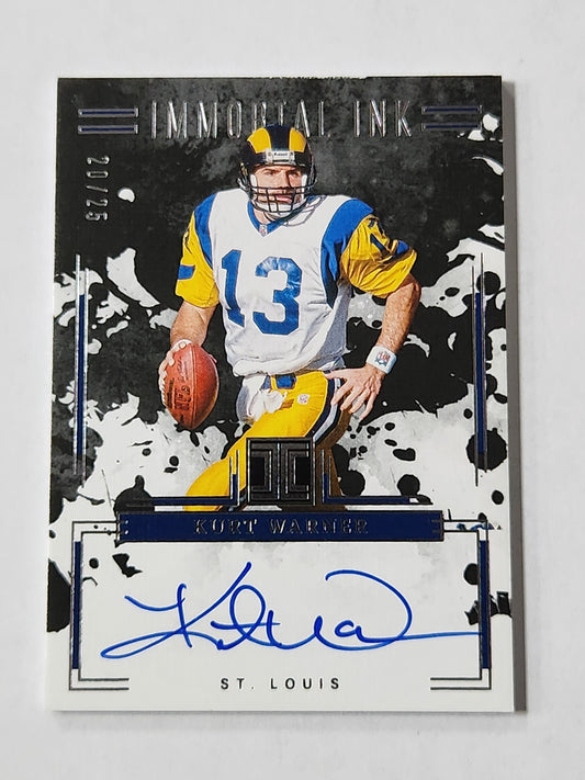 2025 Impeccable Kurt Warner # /25 Immortal Ink Auto Rams