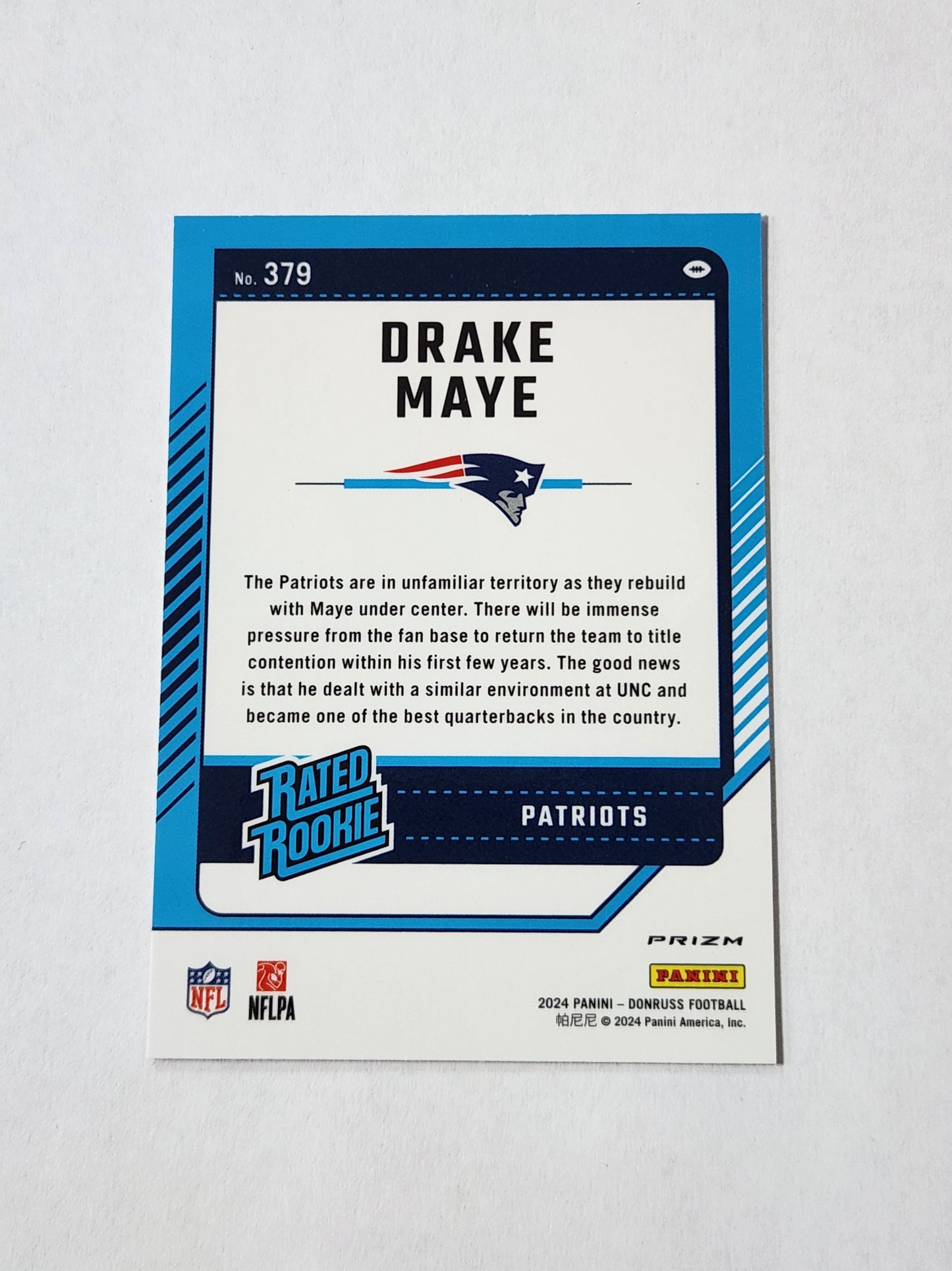 2024 Donruss Drake Maye Pink Rated Rookie Optic Preview