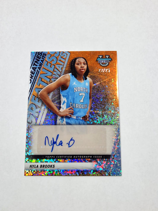 2026 Bowman Best U Nyla Brooks Greatness Awaits Auto Orange Glitter Refractor #/25